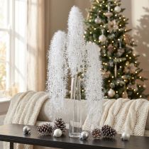 Itens Galho artificial de inverno na cor branca com aspecto nevado e coberto de gelo, 70 cm