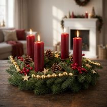 Itens Ramo de pinheiro artificial com mini enfeites de Natal dourados, 46 cm, 2 peças