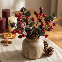 Itens Ramo artificial de romã com hastes ramificadas para decoração de vaso, 19 cm, 4 peças