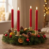 Itens Vela cônica de LED, vermelha com luz branca quente, 24 cm, 2 peças