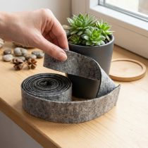 Itens Fita de feltro, alça para panela, 100% lã, cinza/preto, 7,5 cm de largura, 5 m de comprimento