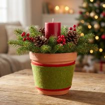 Itens Fita de feltro de lã bicolor para arranjos florais, verde/vermelho, 15 cm x 5 m