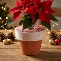 Itens Dobradiça de vaso bicolor feita de 100% lã, com fita decorativa de feltro nas cores branca e vermelha, 7,5 cm de largura e 5 m de comprimento.