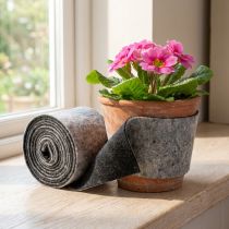 Itens Dobradiça para vaso em feltro de lã bicolor, cinza/preto, 15 cm x 5 m