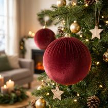 Itens Enfeite grande de veludo vermelho para árvore de Natal, para pendurar, 25 cm, 2 peças