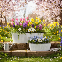 Itens Tigela oval de metal branca e prateada, 32,5 cm/37 cm, conjunto de 2.