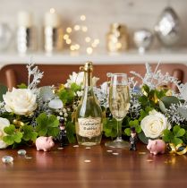 Itens Conjunto de pingente com garrafa e taça de champanhe, decoração para árvore de Natal, 14 cm, 2 peças