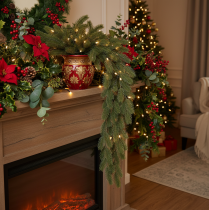 Itens Ramo de pinheiro artificial para decoração de mesa de Natal, 108 cm