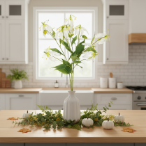Itens Flor artificial Gloriosa, branca e amarela, elegante ramo florido para decoração, 80 cm, 3 peças.