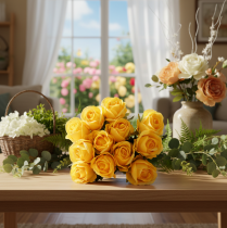 Itens Rosa artificial com haste longa, flor artificial, 62 cm, 12 peças