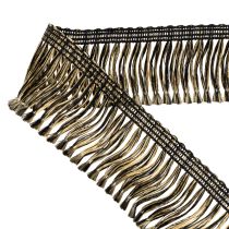 Itens Fita de franjas pretas e douradas, 4 cm x 25 m - Ideal para decoração de guirlandas, fitas de luto e acessórios vintage.
