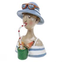 Itens Cocktail de busto feminino azul branco figuras decorativas H10,5cm 2 unidades