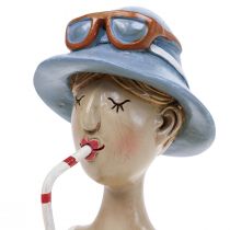 Itens Cocktail de busto feminino azul branco figuras decorativas H10,5cm 2 unidades