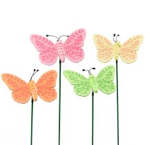Decoração de primavera plugues de flores borboletas decorativas de madeira 24,5 cm 16 unidades