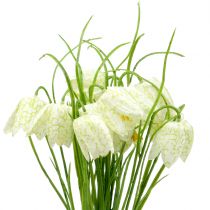 Itens Flores do tabuleiro de xadrez Fritillaria artificial branco, verde 40cm 12pcs