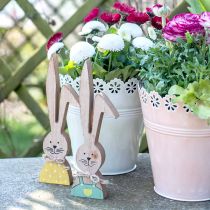 Decoração de coelho feliz, primavera, casal de coelhinhos da páscoa, decoração de madeira para colocar H19cm 6pcs