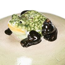 Itens Pedra flutuante decorativa de cerâmica em forma de sapo para lagos de jardim e fontes, 13 cm