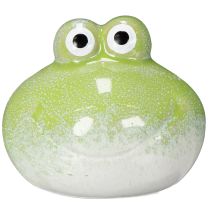 Itens Conjunto de 2 peças com 10 cm de comprimento, composto por uma estatueta decorativa de sapo em cerâmica para sala de estar e mesa de trabalho.