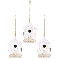 Itens Decoração de primavera casa de passarinho lilás branco H11cm 3 peças