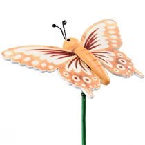 Itens Plugue de flores borboletas decorativas de madeira em um palito 23 cm 16 unidades