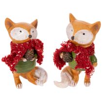 Itens Raposa decorativa com cachecol e pinha, 10 cm, 2 peças