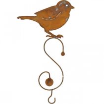 Pássaro decorativo feito de metal, cabide de comida, decoração de jardim em aço inoxidável L38cm