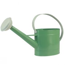 Itens Regador decorativo de metal, estilo retrô verde pastel com detalhes em branco, para uso em jardim, varanda e ambientes internos, 52,5 x 15 x 30 cm