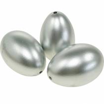 Ovos de ganso Ovos de prata soprados decoração de Páscoa 12 unidades