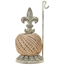 Itens Porta-carretel de linha decorativo antigo de metal com lírio e juta 20,5 cm