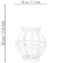Itens Lanterna de jardim, metal e vidro, suporte para vela suspenso, branca, Ø18,5 cm