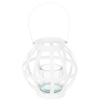 Itens Lanterna de jardim, metal e vidro, suporte para vela suspenso, branca, Ø18,5 cm