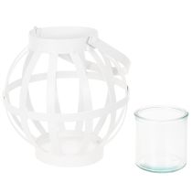 Itens Lanterna de jardim, metal e vidro, suporte para vela suspenso, branca, Ø18,5 cm