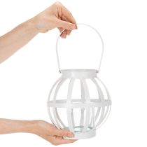 Itens Lanterna de jardim, metal e vidro, suporte para vela suspenso, branca, Ø18,5 cm
