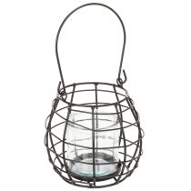Itens Lanterna de jardim, metal preto com luz de vento, Ø14cm A12,5cm