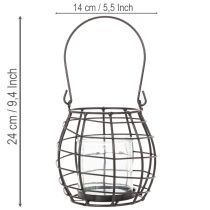 Itens Lanterna de jardim, metal preto com luz de vento, Ø14cm A12,5cm