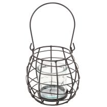 Itens Lanterna de jardim, metal preto com luz de vento, Ø14cm A12,5cm