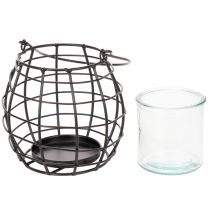 Itens Lanterna de jardim, metal preto com luz de vento, Ø14cm A12,5cm