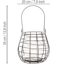 Itens Lanterna de jardim com suporte de vela de vidro, preta, Ø20cm, A18,5cm