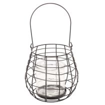 Itens Lanterna de jardim com suporte de vela de vidro, preta, Ø20cm, A18,5cm