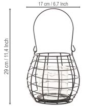Itens Lanterna de jardim com alça, preta, suporte de vela em vidro, Ø17cm, A15cm