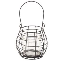 Itens Lanterna de jardim com alça, preta, suporte de vela em vidro, Ø17cm, A15cm