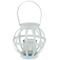 Itens Lanterna de jardim lanterna de vidro metálico para pendurar branca Ø18,5cm