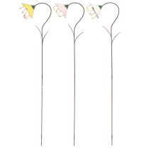 Itens Estaca de Jardim Flor Metal Flores Amarelo Rosa Branco 49cm 3 un