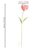 Itens Estaca de jardim em forma de tulipa de vidro - Linda decoração para jardim e varanda, 94 cm