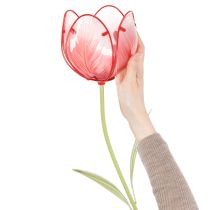 Itens Estaca de jardim em forma de tulipa de vidro - Linda decoração para jardim e varanda, 94 cm
