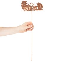 Itens Estaca de jardim com motivo de ouriço-cacheiro em tom ferrugem, decoração para verão e outono, 53 cm
