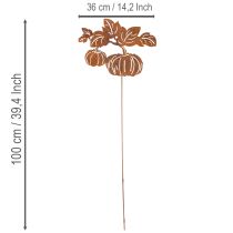 Itens Estaca de jardim com motivo de abóbora, decoração em metal, acabamento enferrujado, 100 cm