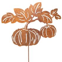 Itens Estaca de jardim com motivo de abóbora, decoração em metal, acabamento enferrujado, 100 cm