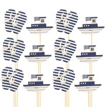 Itens Chinelos Madeira Marítima Barco Barco Azul Branco 8cm 12 un
