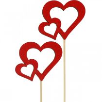 Flor plug coração madeira vermelho decoração romântica 6cm 24pcs